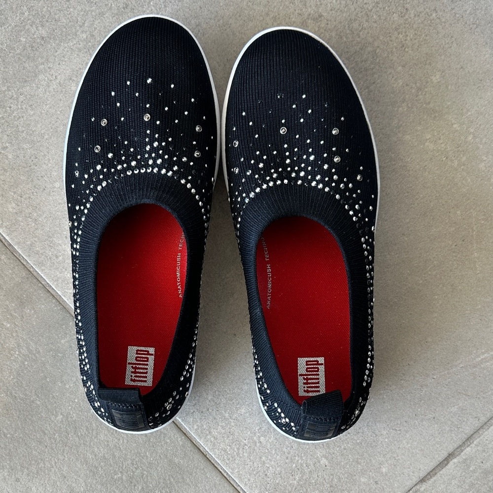 Fitflop Black and White Studded sneaker Flats